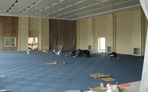辽宁省公安厅大报告厅-墙面吸音板，木挂板包柱